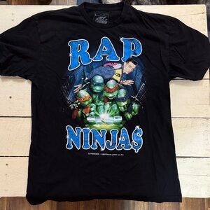 Black Graphic T-Shirt with Rap Ninjas Design